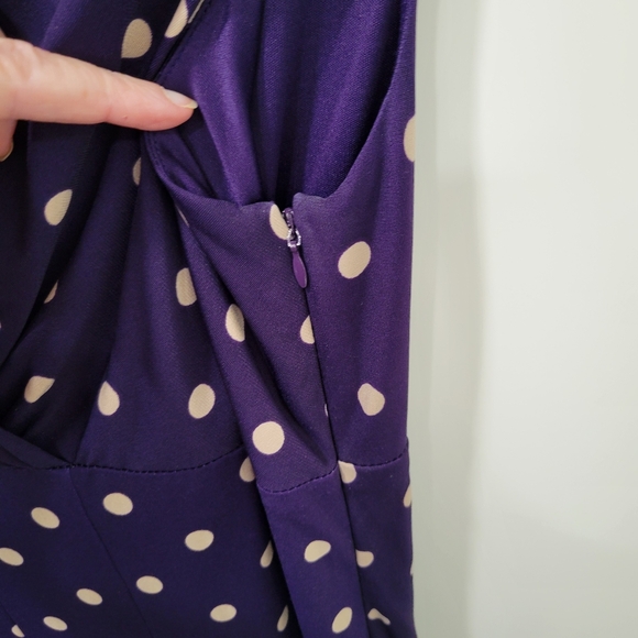 Jessica Howard Purple Polka Dot Surplice Neckline Size 12 Dress - Picture 5 of 10